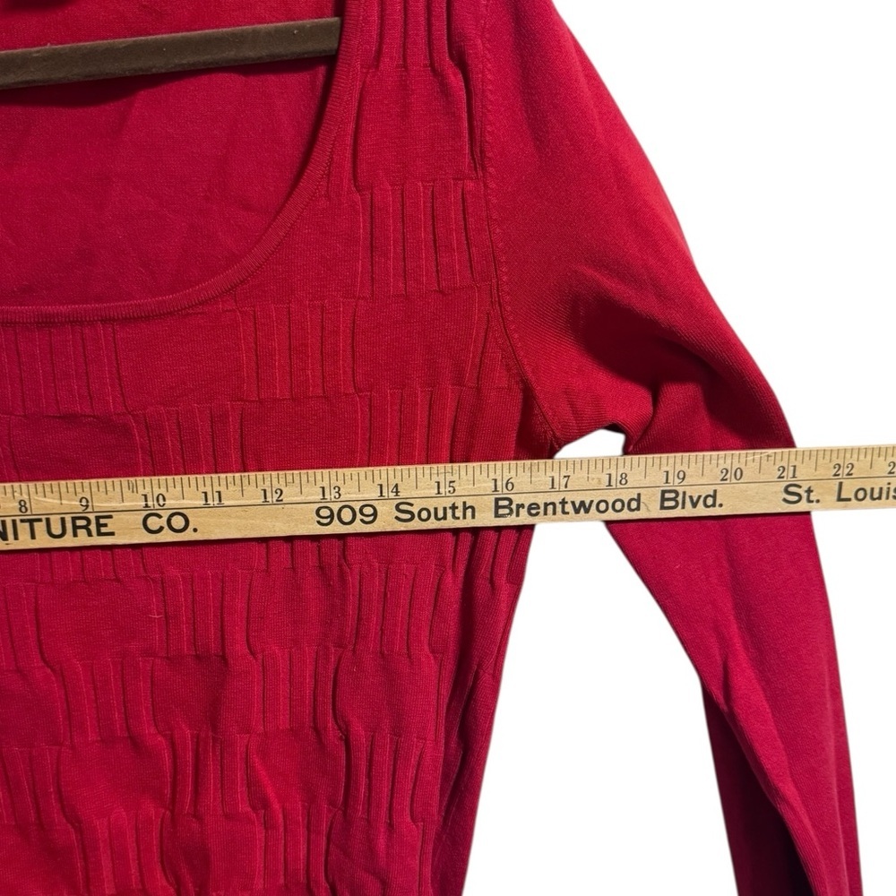 Red WR Silk Blend Textured Top Long Sleeve Women’s L (Fits S–M) - Picture 6 of 8